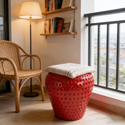 Tabouret 13,4 pouces en résine de fraise