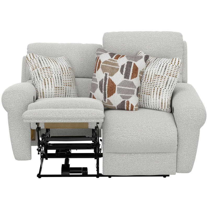 Sikorski Lay Flat Reclining Loveseat, Ivory, Power 