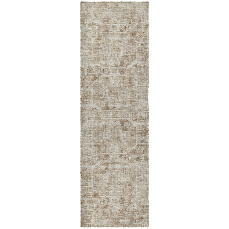 Premium Machine Washable Dream Shag Tribal Medallion Rug, 2'3" x 7'6" Runner, Baja