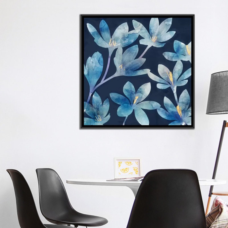 « mystique blue i », impression sur toile, H 18 po x l 18 po x P 1,5 po, Toile encadrée noire, Pas de tapis