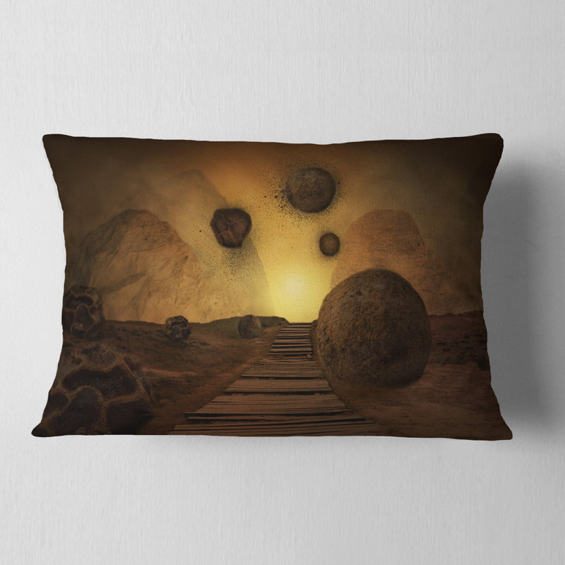 Pierres de l'espace - coussin abstrait imprimé, Rectangulaire, 12 po x 20 po