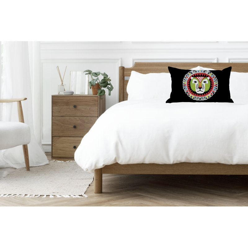 Folksy Lion  Rectangle Throw Pillow