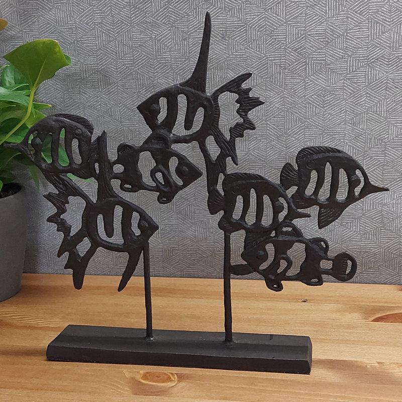 ANGEL FISH SHOAL Iron Ornament 33cm, Mocha