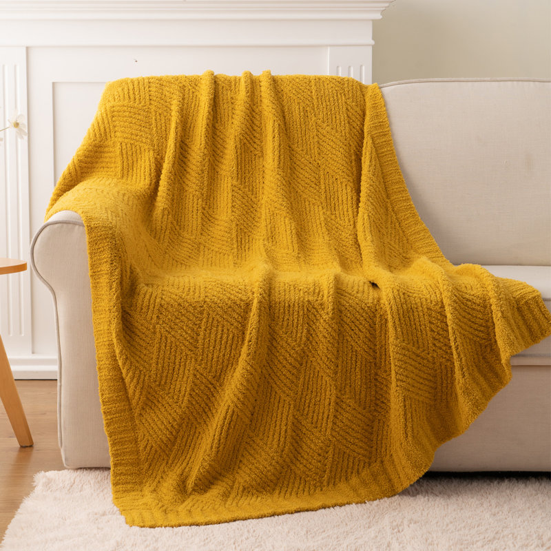 Couverture douce en peluche texturée, 50 po x 60 po, Jaune