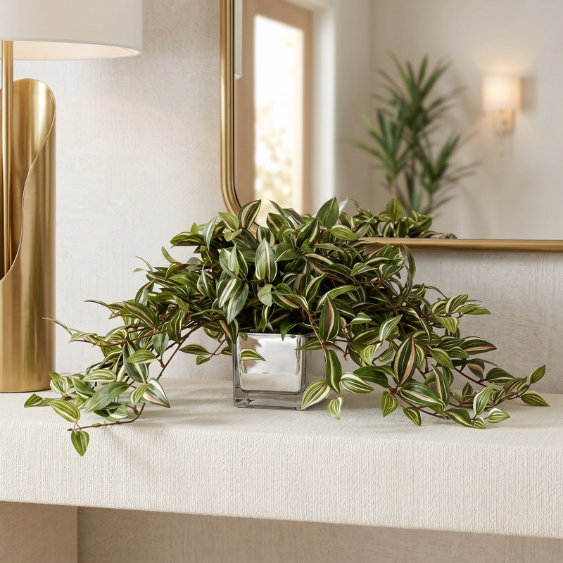 Ricka Faux Tradescantia Plant in Glass Pot