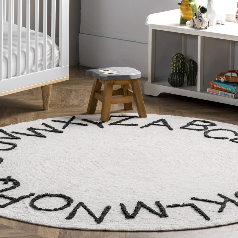 Alphabet SpinCleanhable Rug, Round 6'