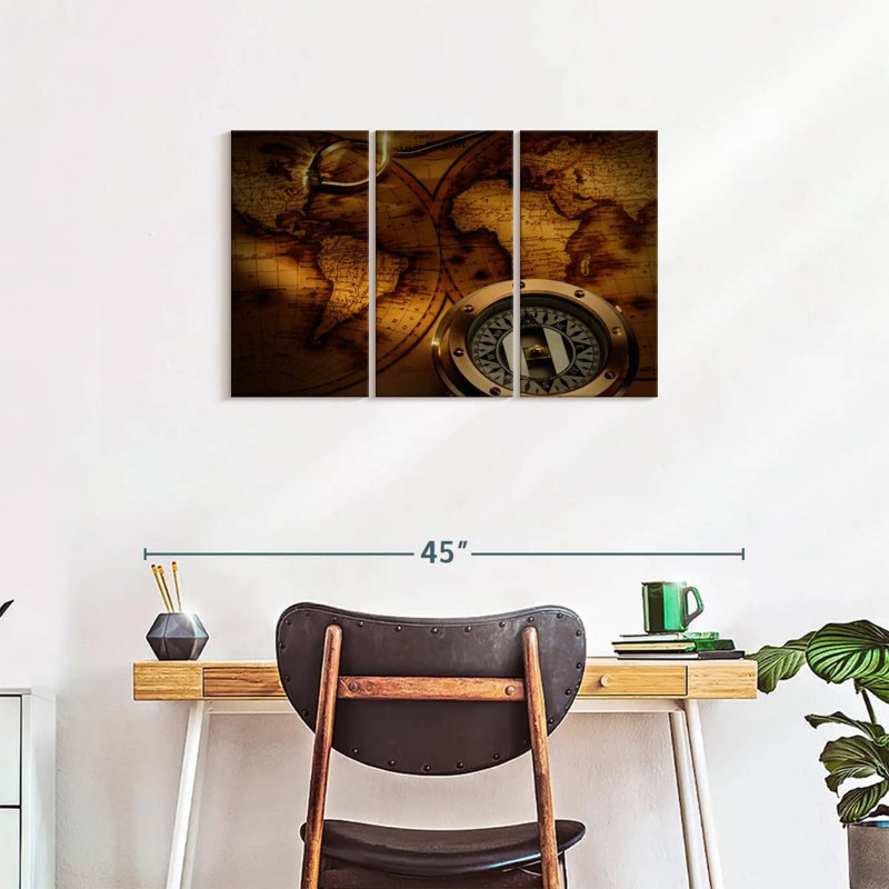 Ensemble de cartes rétro sur toile 3 pièces, H 20 po x l 33 po x P 1,25 po