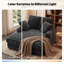 Chaise longue rembourrée 59 po, canapé-lit surdimensionné en peluche avec 4 coussins de salon - gris anthracite-1462204811