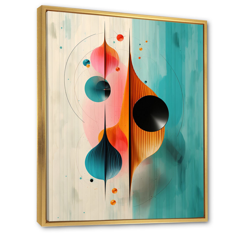 Art mural rétro sur toile, "Retro", Cadre flottant doré, H 20 po x l 12 po x P 1 po