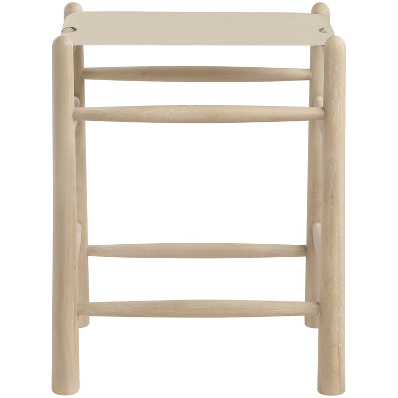 Santos Vegan Leather Upholstered Counter Stool, Natural, Beige