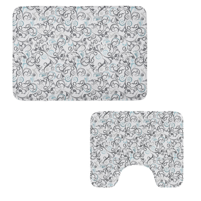  Ensemble de 2 tapis floraux pour salle de bain