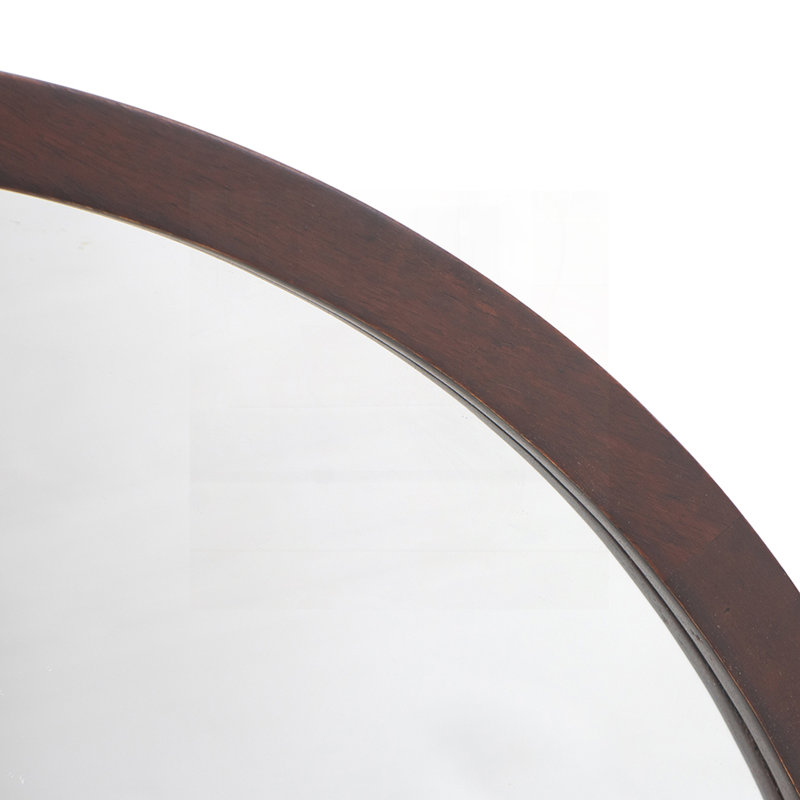 20" x 20" Circle Wall Mirror, Dark Brown
