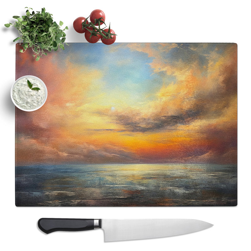 Seascape Abstract  Glass Chopping Board