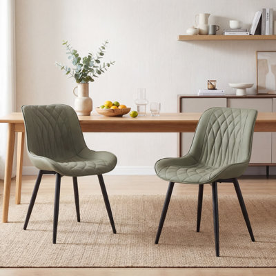 Modern Dining Chairs Faux Leather Upholstered Kitchen Chairs Side Chair With Metal Legs