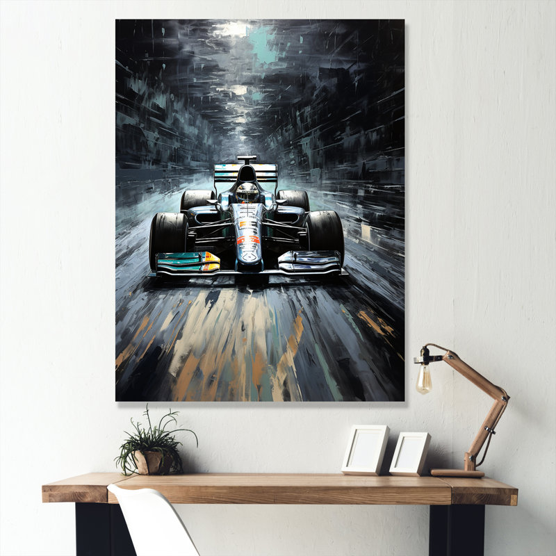 «Midnight Formule Car Race Track II», art mural, Toile tendue, H 32 po x l 16 po
