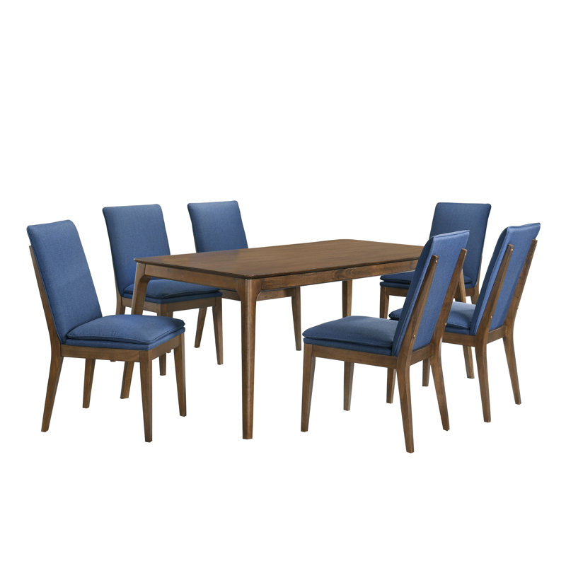  Ensemble de salle à manger Carlyssia, Bleu, 7 Pieces: Table, 6 Chairs