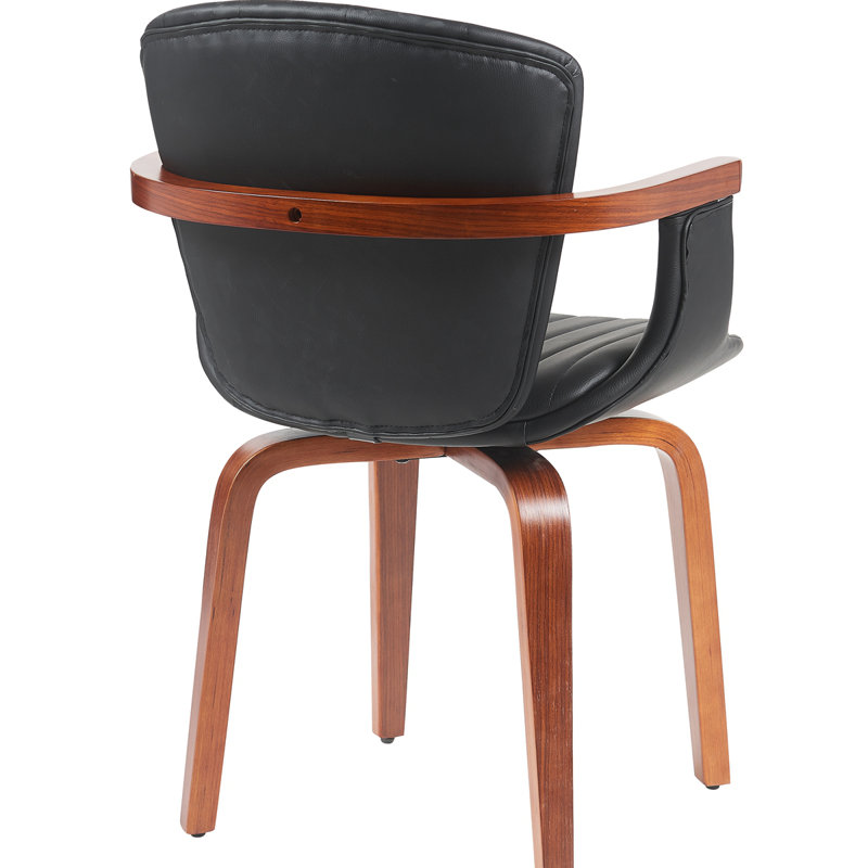Chaises de salle à manger pivotantes Mid-Century modernes en bois cintré (ensemble de 2) - Chaises d'appoint en cuir PU pressées à chaud