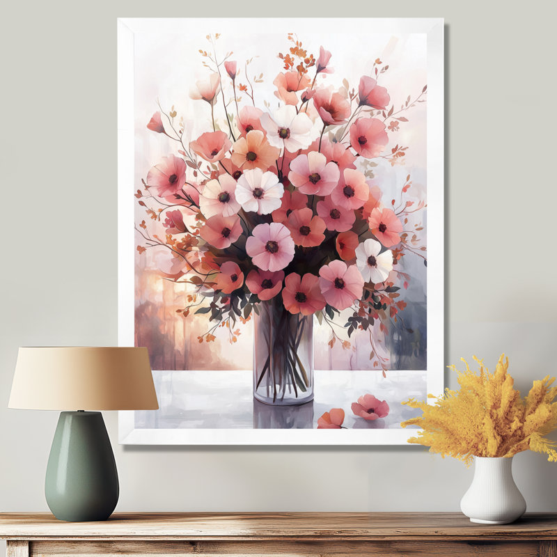 Laplant - impressions murales florales, H 44 po x l 34 po, Picture Framed, Blanc