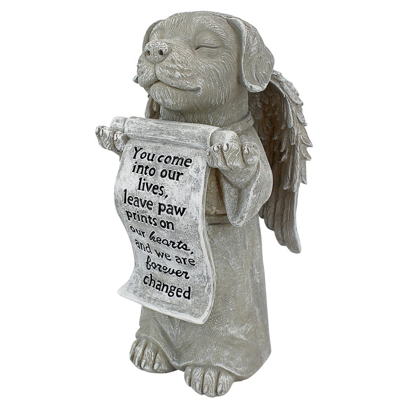 Statue de chien empreintes de pattes sur nos cœurs