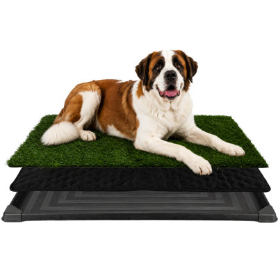 Très grand tapis pour chien avec plateau - 52,5 po x 35 po réutilisable litière pour chien à 3 couches pour une utilisation intérieure et extérieure - Facile à nettoyer