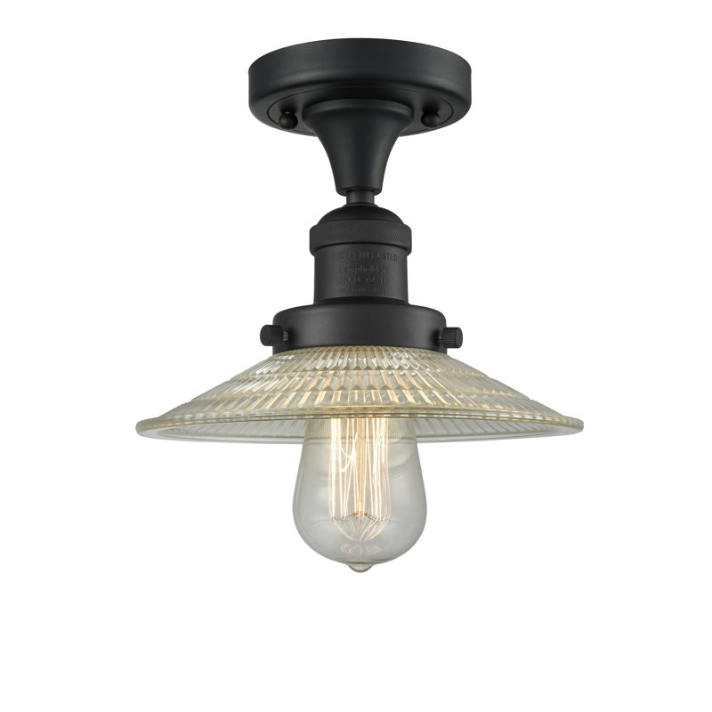 Mangan Glass Semi Flush Mount, No Bulb Included, Matte Black
