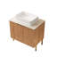 Meuble-lavabo moderne autoportant 30 po naturel avec lavabo rectangulaire en céramique, comptoir en pierre frittée à motif de travertin Roma, armoire de rangement avec 2 portes (sans robinet)-132694551