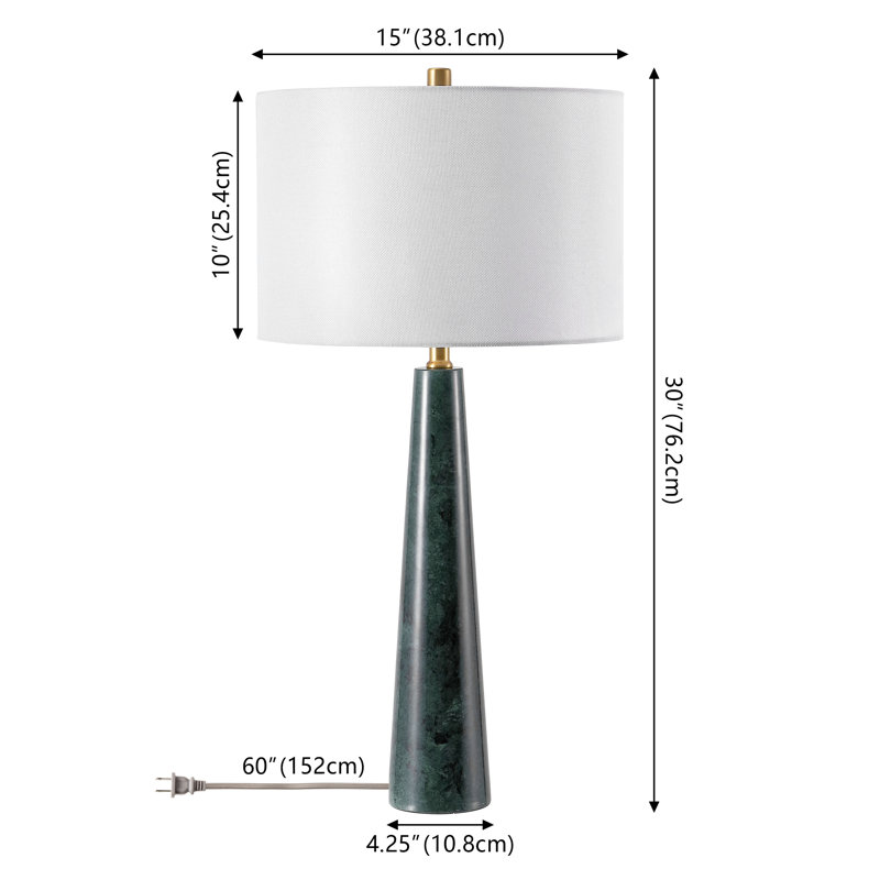 Aliso Alabaster Table Lamp, Dark Green / White