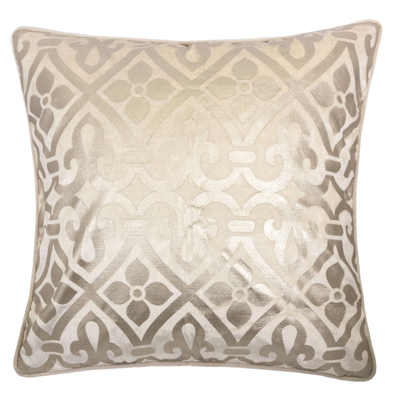 Ikat Velvet Throw Pillow, Ivory