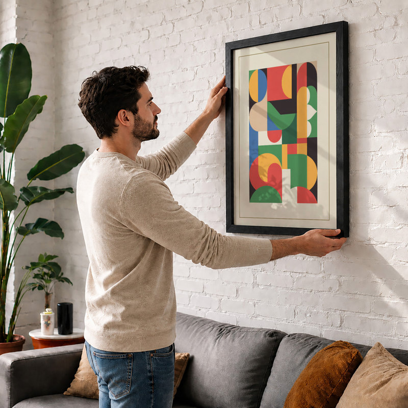 Chromatic Forms Geometric - Framed Print, A4 - 29.7 x 21.0 cm, Black