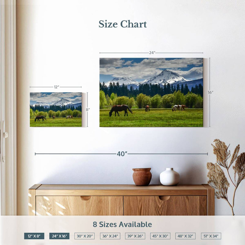 Chevaux Alvord Cascade Range, H 16 po x l 24 po