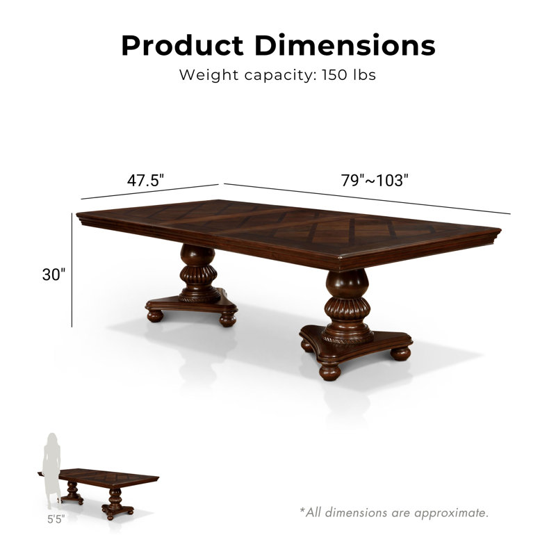 Calie 9-Piece Extendable Dining Table Set, 9 Pieces: Table, 8 Chairs, Brown