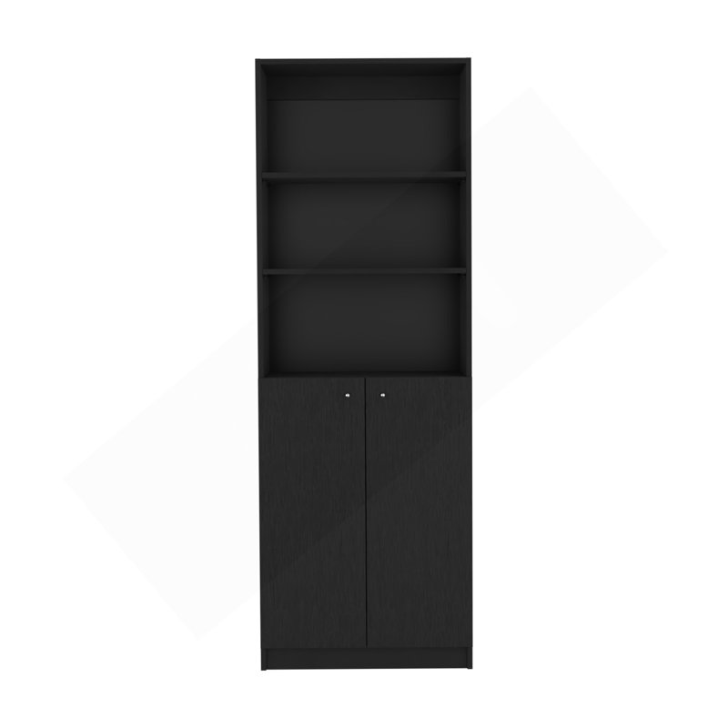 Bookcase Dual-Door Benzoni, Office, Black, Black