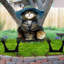 Décoration murale suspendue en bois figurine pour chat noir halloween