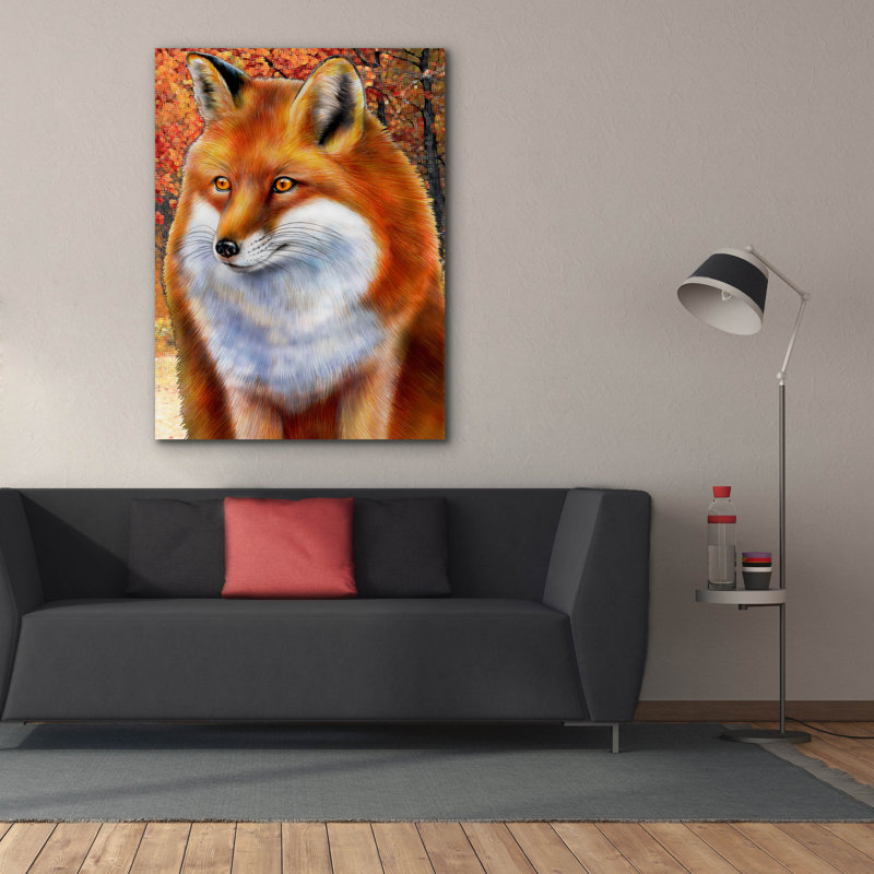  «Red Fox» par Tim Jeffs, art mural sur toile, H 54 po x l 40 po