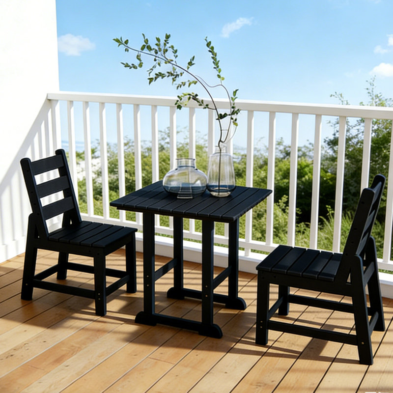Table de salle à manger d'extérieur HDPE, Noir