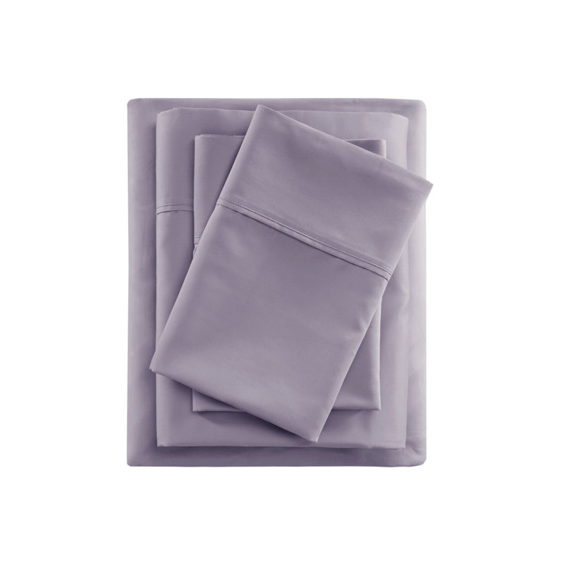 600 Thread Count Cooling Cotton Blend 4 PC Sheet Set, Purple, King Sheet Set with 3 Additional Pieces