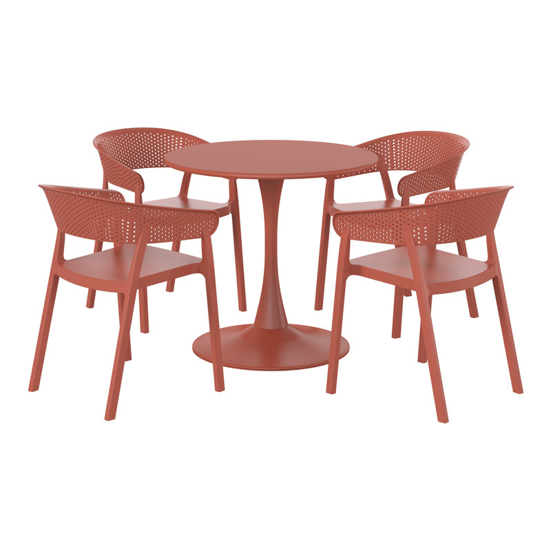 Outdoor Round Dining Set, Red