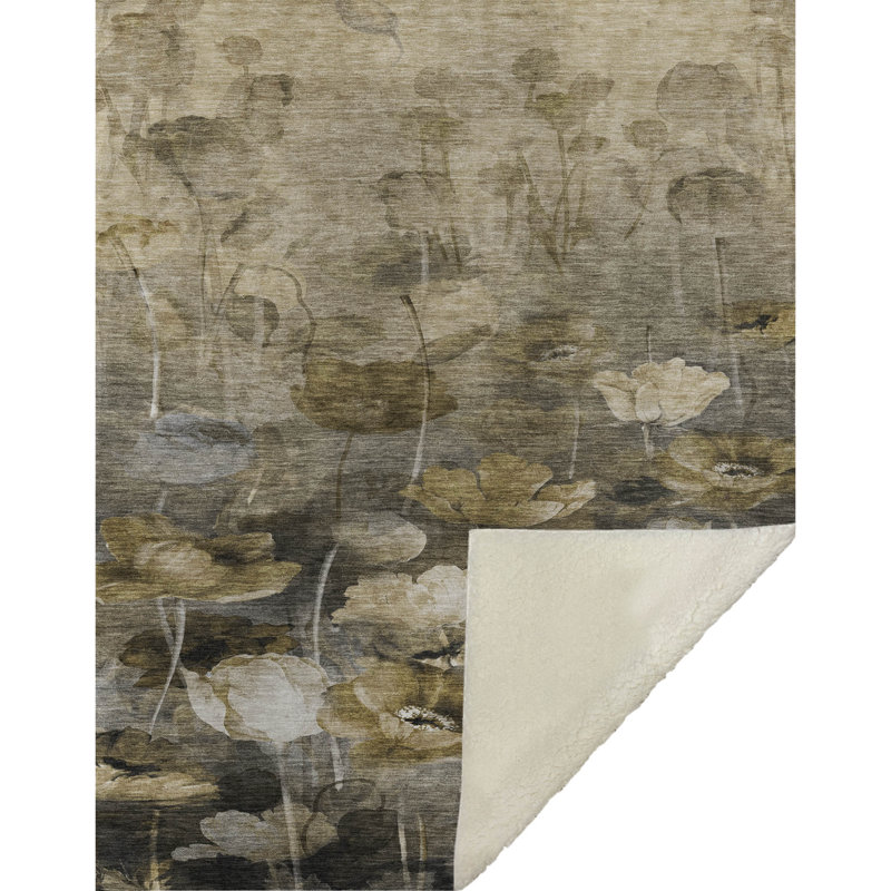 Jeté floral Sherpa ASB613 Addison, Taupe