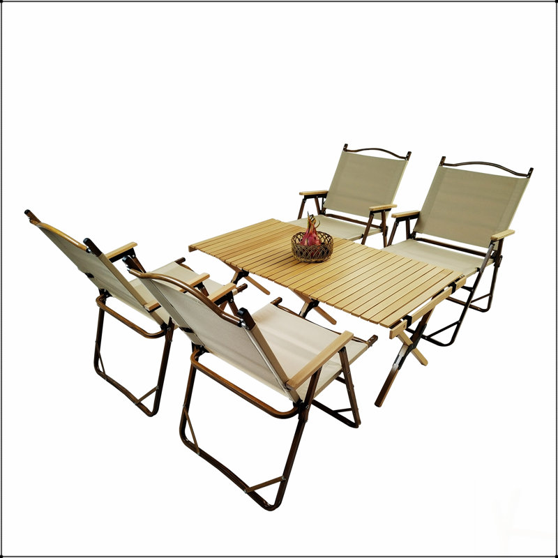 Multi-Function Foldable and Portable Dining Set, 1 Dining Table & 4 Folding Chairs for Easy Storage and Outdoor Use