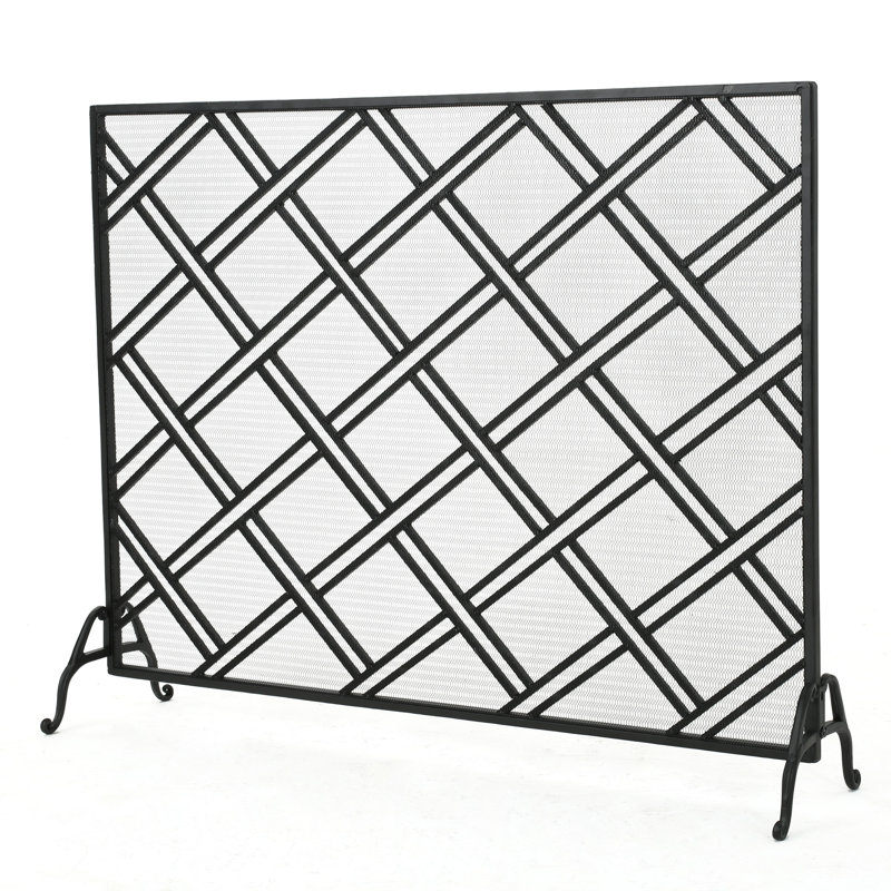 Bachar Iron Fireplace Screen, Black