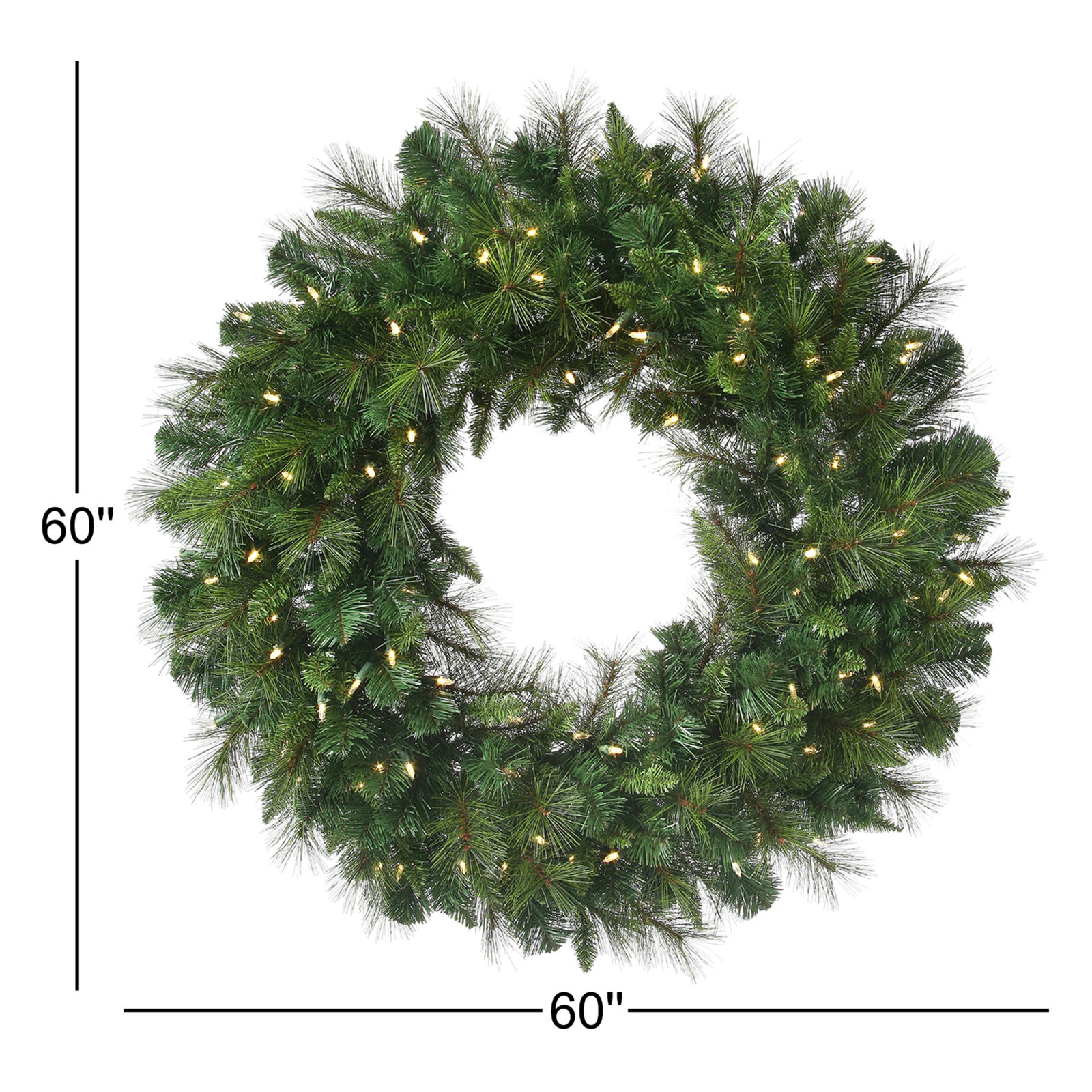 Surrey Pre-Lit Wreath, 60" H x 60" W x 5" D