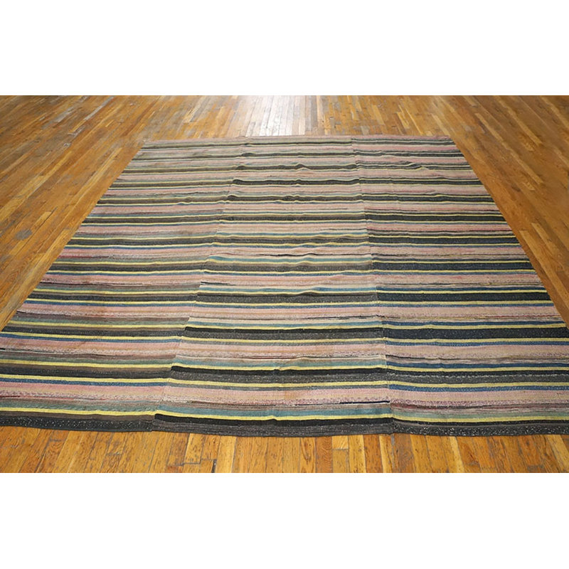 Antique American Rag Rug America Knotted