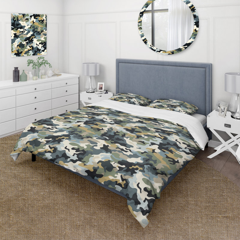 City Camo Concealment - Ensemble de housse de couette Camo, Housse de couette simple + 1 taie décorative stan