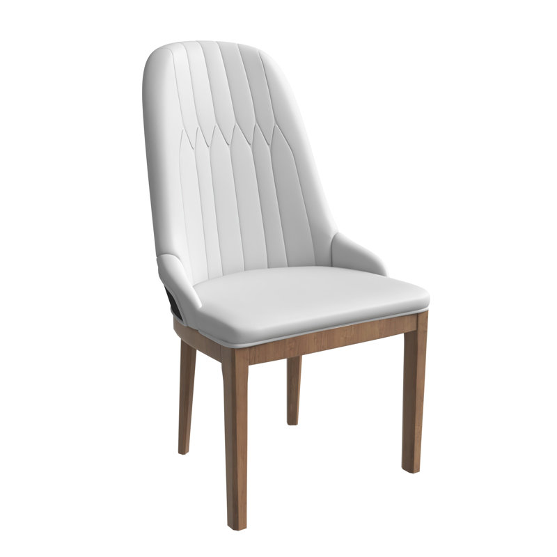 Chaise Collison revêtue de cuir avec pieds en bois d'hévéa Collison, Gris clair