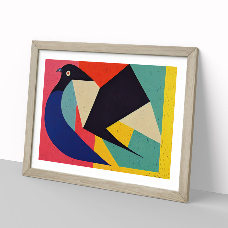 Abstract Pigeon Bird Vol.4 - Framed Print, 34cm H x 46cm W x 2cm D, Oak