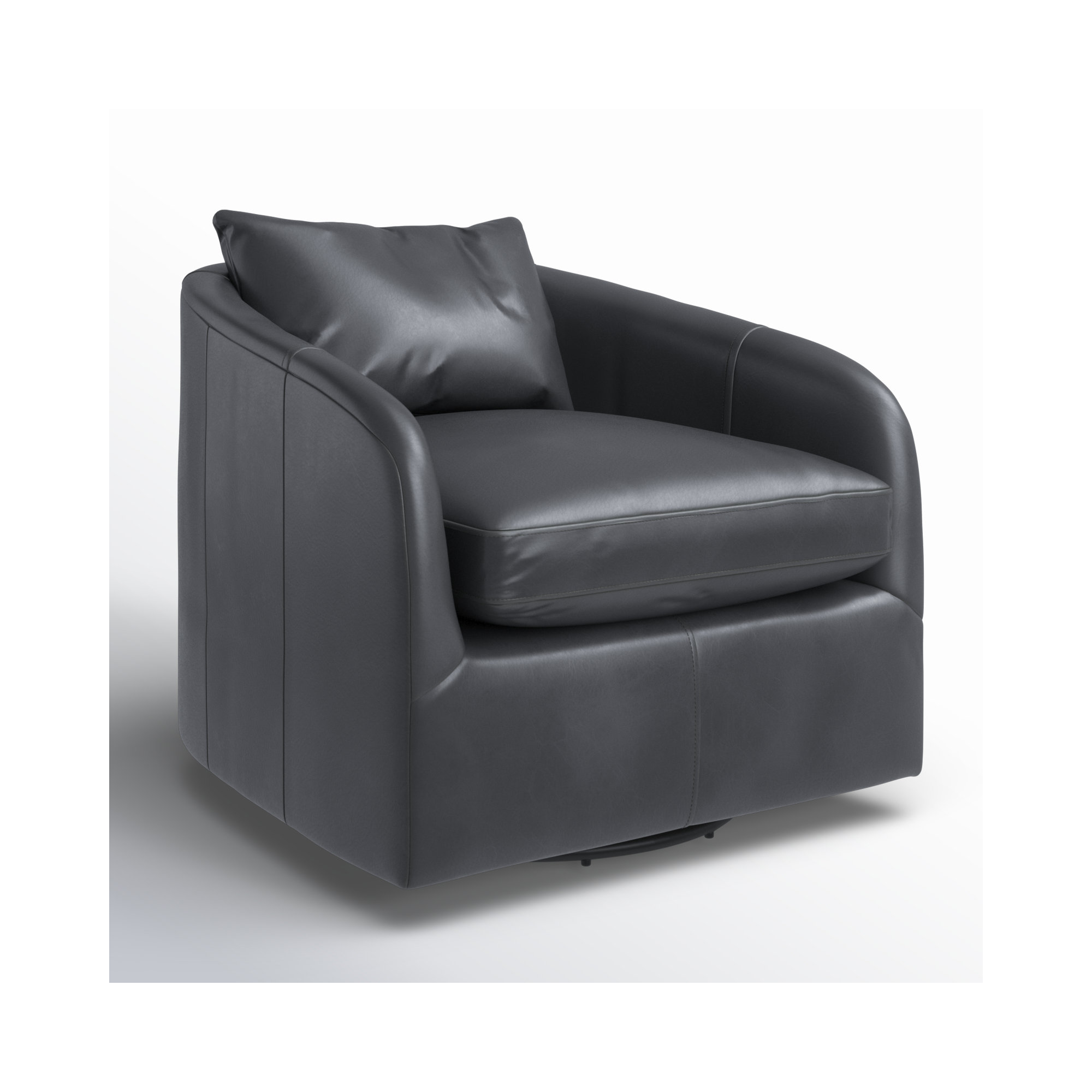 Paralimni Upholstered Swivel Armchair, Heirloom Black Genuine Leather
