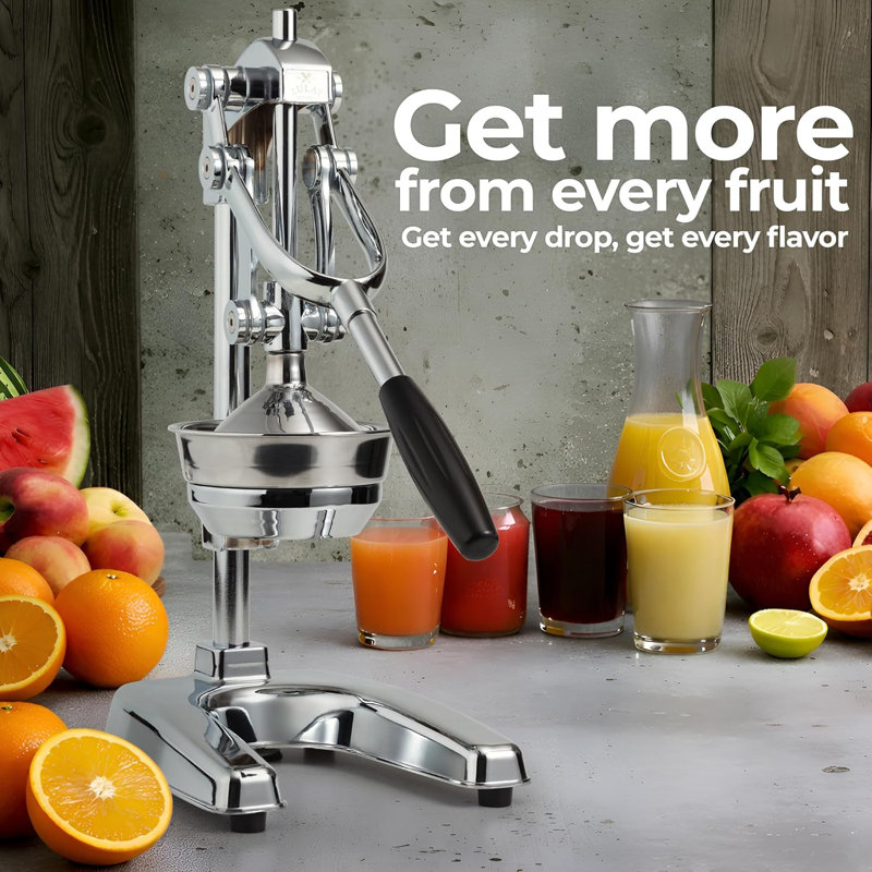 Zulay Kitchen Large Manual Fruit Juicer Press - Heavy Duty Commercial Citrus Juicer, Chrome