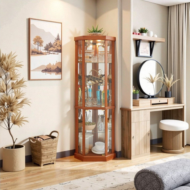 Vitrine de coin en verre avec éclairage 40x40x80 pouces avec tablettes réglables American Classical Design