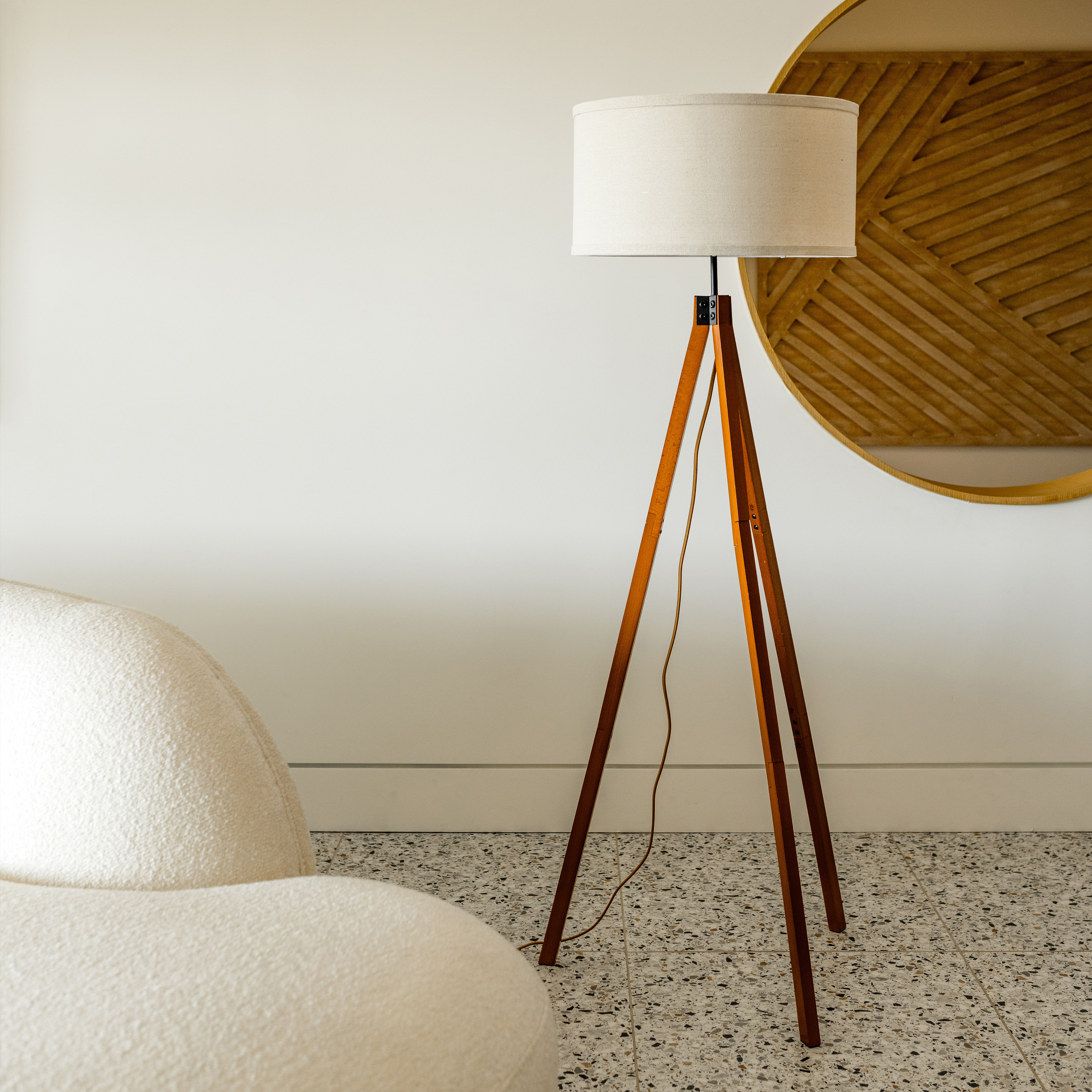 George Oliver Eden 58" Traditional Tripod LED Floor Lamp with Beige ...