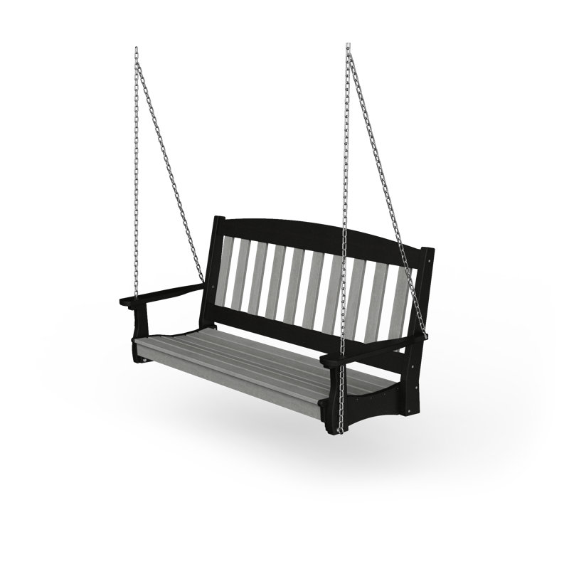Balançoire porche de jardin poly, Bois flotté gris / noir
